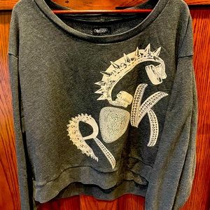 Lauren Moshi grey cropped sweater size L